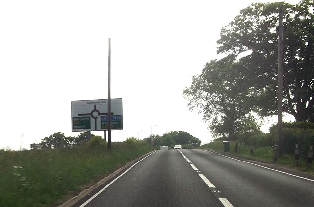 File:A41 roundabout from A5 - Geograph - 3518851.jpg