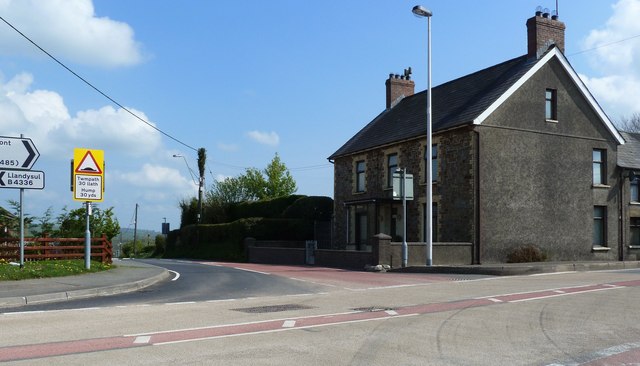 File:Crossroads at Llanfihangel-ar-Arth - Geograph - 2366539.jpg