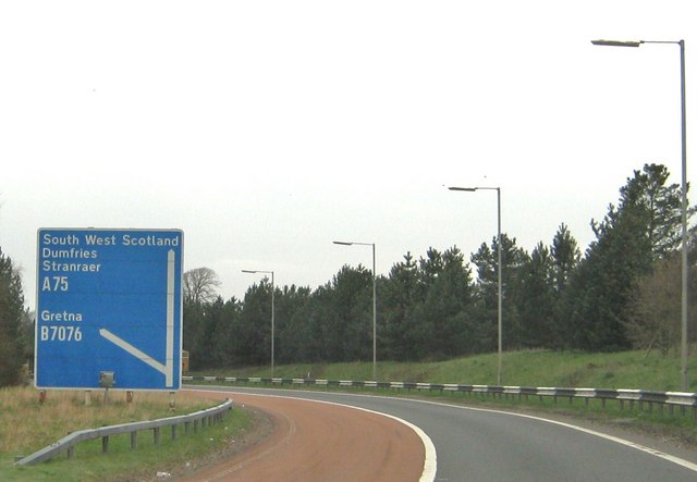 File:Slip road off the M74 - Geograph - 1868034.jpg