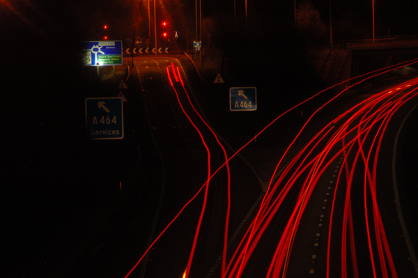 File:M54 junction 4 eastbound exit at 20-30 in early March - Geograph - 1206225.jpg