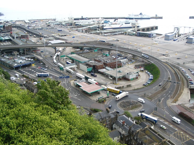 File:A view of the Eastern Docks Roundabout, the Jubilee Way viaduct in the middle distance, and the large Eastern Docks in the background - Coppermine - 5896.JPG