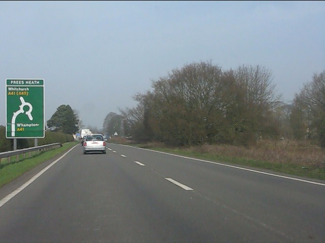 File:A49 approaching Prees Heath roundabout - Geograph - 2869821.jpg