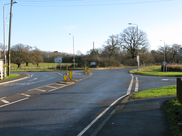 File:Junctions of the Stone Street and A261 Hythe Road with the A20 - Geograph - 1667036.jpg