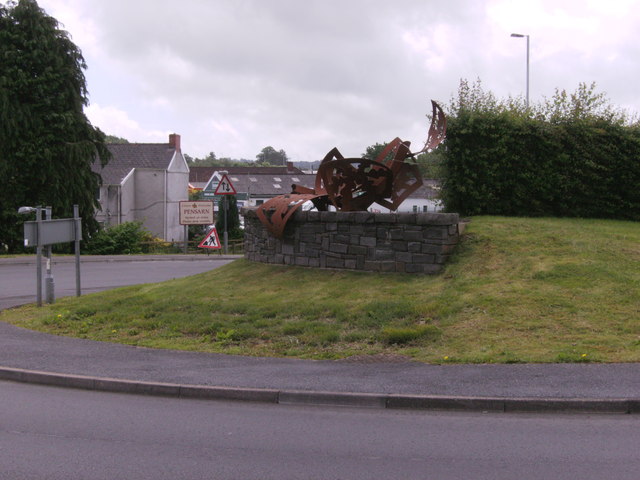 File:Sculpture on Carmarthen traffic island - Geograph - 2984070.jpg