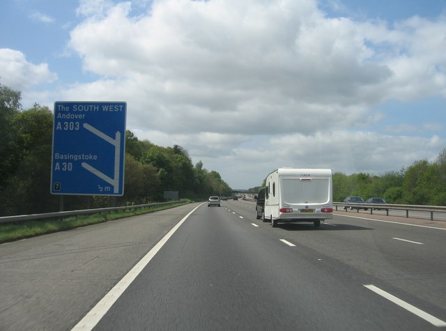 File:Approaching junction 7 - M3 - Geograph - 1282773.jpg