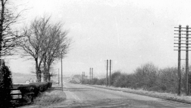 File:Great North Road, south of Biggleswade, 1956 - Geograph - 4573377.jpg