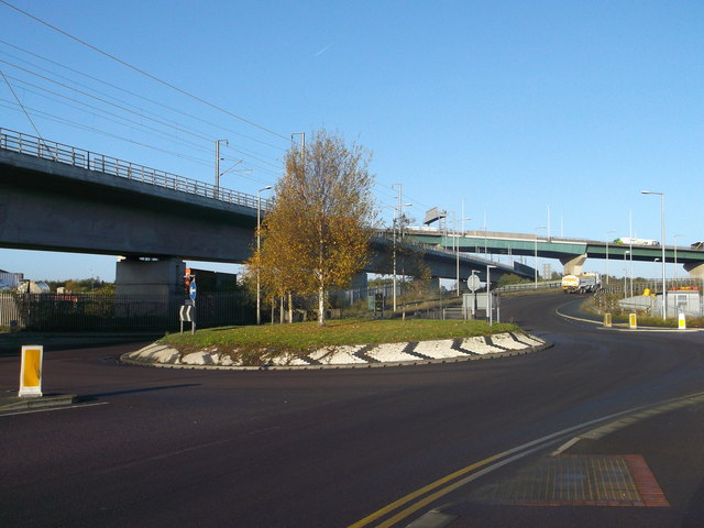 File:Roundabout on St Clements Way (C) David Anstiss - Geograph - 3215134.jpg