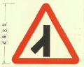 Traffic merges from left ahead - phased out in 1994