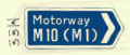 Advance direction sign for routes to a motorway - phased out in 1975