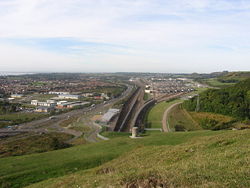 Channel tunnel terminus from Castle Hill - Geograph - 315408.jpg