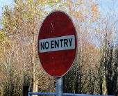 Old "No entry" sign, Lisburn - Geograph - 2150860.jpg