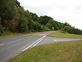 The junction of the A489 and B4404 roads just to the west of Cemmaes Road - Geograph - 924715.jpg