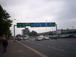 Gantry Sign on the Northern Irish A12.JPG