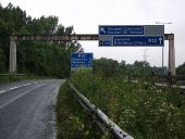 Gantry signs span Rivacre Road and M53 - Geograph - 1921030.jpg