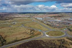 M8 A8 Chaplehall Junction - all roundabouts - aerial from SW.jpg