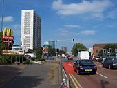 The Bristol Road arrives at the Middleway - Geograph - 56495.jpg