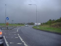 Roundabout on the A120 approaching the M11 motorway - Geograph - 2917969.jpg