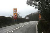 Warning signs on the B2026 near Cowden pound - Geograph - 1711929.jpg