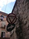 Old Stop and Turn right signs, in Besalu, Spain - Coppermine - 3664.jpg