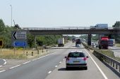 Eastbound A14, Exit to Cambridge Services - Geograph - 3825196.jpg