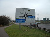 M25-A282 Junction 31 sign on the A1306 heading away from Lakeside Thurrock - Coppermine - 4488.JPG