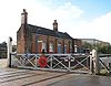 Harling Road station - station building and crossing gates - Geograph - 1702933.jpg