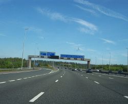 Slip road for the A59 at junction 31 on M6 - Geograph - 2376510.jpg