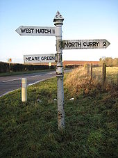 Signpost on A378 near Wrantage - Geograph - 1670733.jpg
