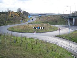 Roundabout on M2 offramp-onramp - Geograph - 1053865.jpg