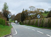 The A489 exits east from Penegoes.jpg