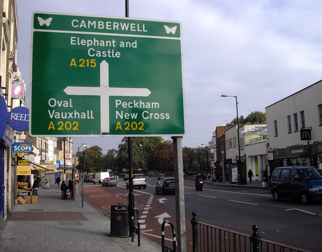 File:Direction sign on Denmark Hill - Geograph - 1542639.jpg