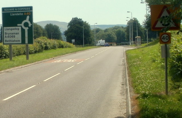 File:A40 approaches the Square and Compass Roundabout, Ashfield - Geograph - 3308694.jpg