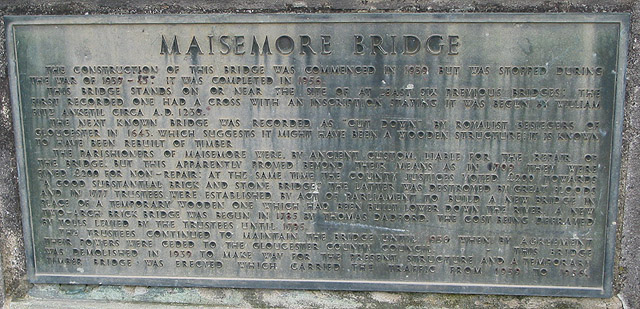 File:Plaque on Maisemore Bridge - Geograph - 724563.jpg