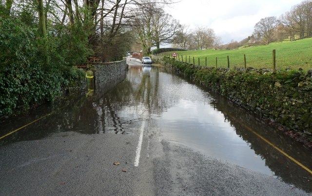 File:The B5285 flooded at Near Sawrey, Cumbria - Geograph - 1590541.jpg