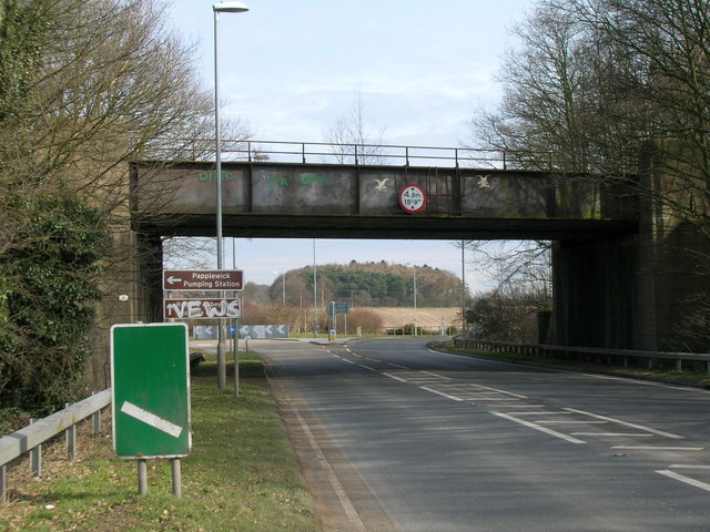 File:Railway bridge over the A614 - Geograph - 1761698.jpg