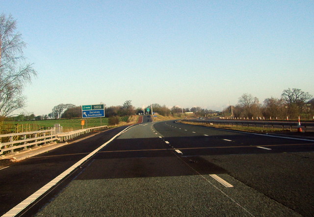 File:Junction of the M6 and the service area road at Southwaite - Geograph - 1303170.jpg