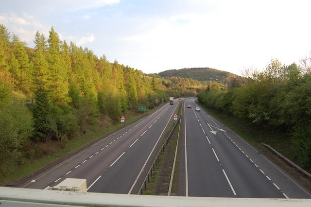 File:The A40 and Little Doward from the Whitchurch road bridge - Geograph - 780451.jpg