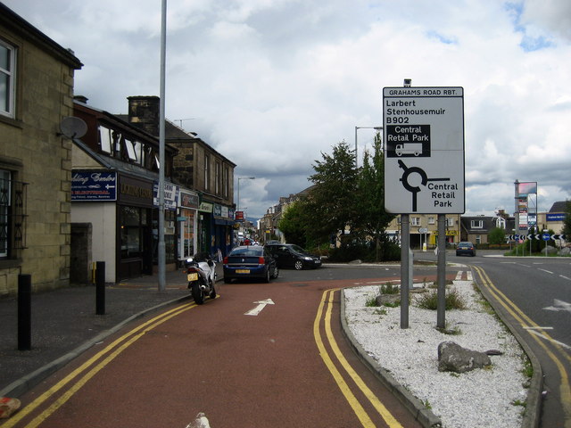 File:Signpost at Grahams Road Roundabout - Geograph - 1439627.jpg