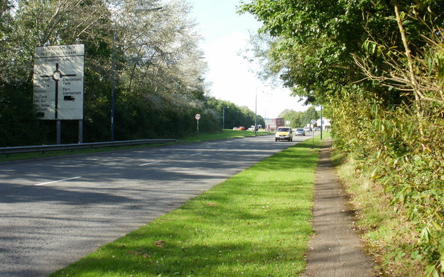 File:Cwmbran Drive approaching Llantarnam Park Way roundabout - Geograph - 1594933.jpg