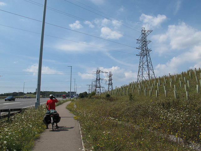 File:Cycle path alongside the A2 (C) Stephen Craven - Geograph - 2533093.jpg