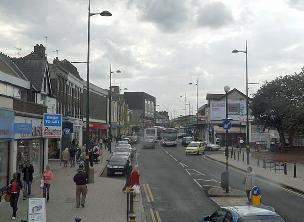 File:Northfield shopping centre through the dirty window of a bus - Geograph - 2633468.jpg