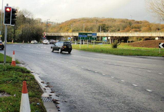 File:Southwestern edge of Coldra Roundabout, Newport - Geograph - 1592384.jpg