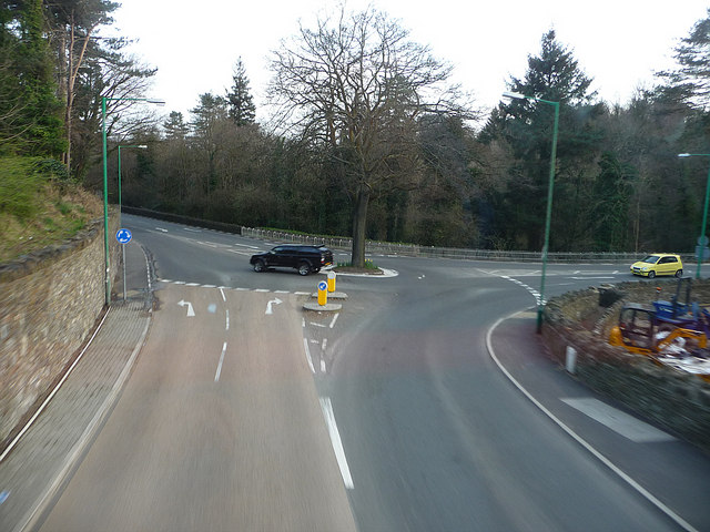 File:Roundabout at Braddan Bridge - Geograph - 1883792.jpg