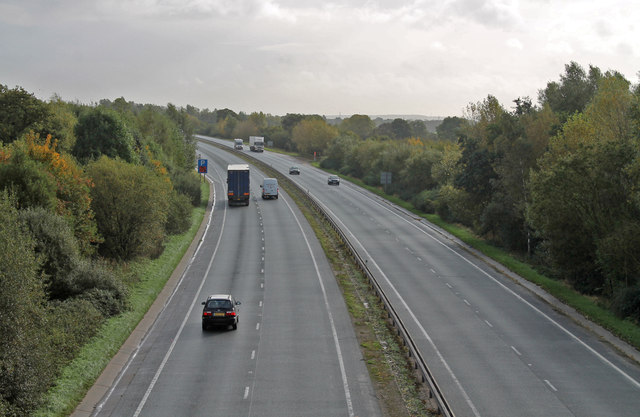 File:A50 from Sutton Lane bridge (C) J.Hannan-Briggs - Geograph - 3713302.jpg