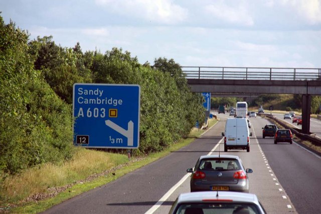 File:M11 Approaching junction 12 - Geograph - 1486320.jpg