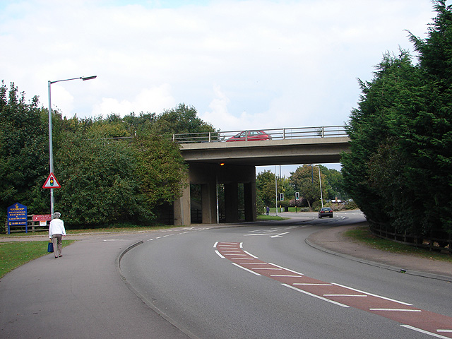 File:The B1514 road between Godmanchester & Huntingdon, passing under the A14 road bridge - Geograph - 1020728.jpg