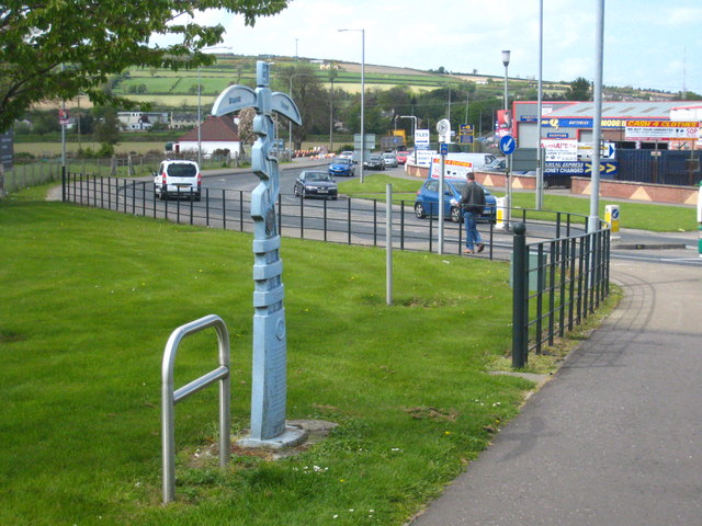 File:National Cycle Network milepost beside the River Mourne - Geograph - 2395958.jpg