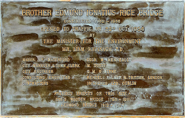 File:Brother Edmund Ignatius Rice Bridge (plaque) - Geograph - 5821143.jpg