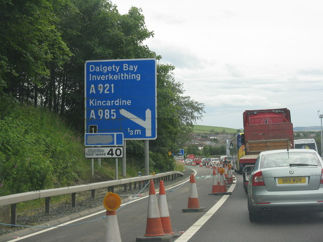 File:Roadworks and traffic on the M90 (C) M J Richardson - Geograph - 3063209.jpg