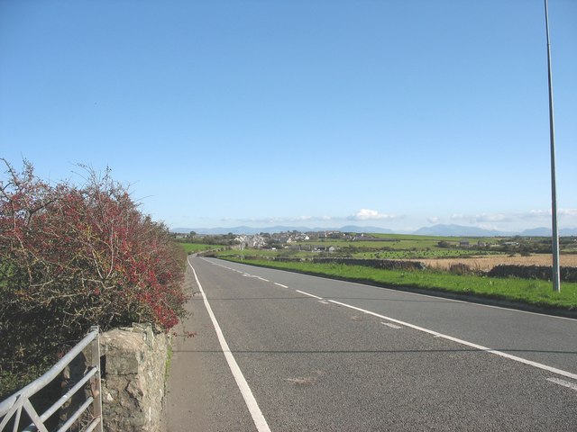 File:View east along the A5 in the direction of Bryngwran - Geograph - 1000821.jpg
